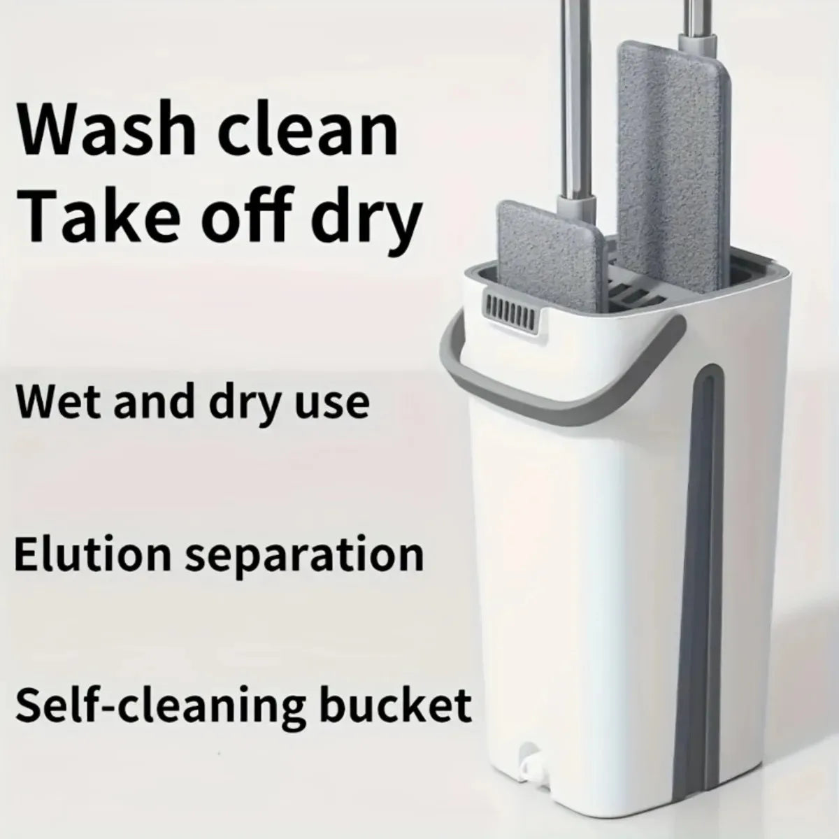 All-in-One Floor Mop System – Wet & Dry Cleaning Mop with Bucket, Built-In Scraper & Spare Mop Head