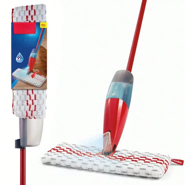 Microfiber spray mop, reusable and machine washable, absorbs dirt without moving it,The head revolves 180 degrees.
