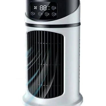 3-in-1 Portable AC, Humidifier & Fan with USB Cooling, Ice Crystal Tech, Digital Display, Compact & White Design