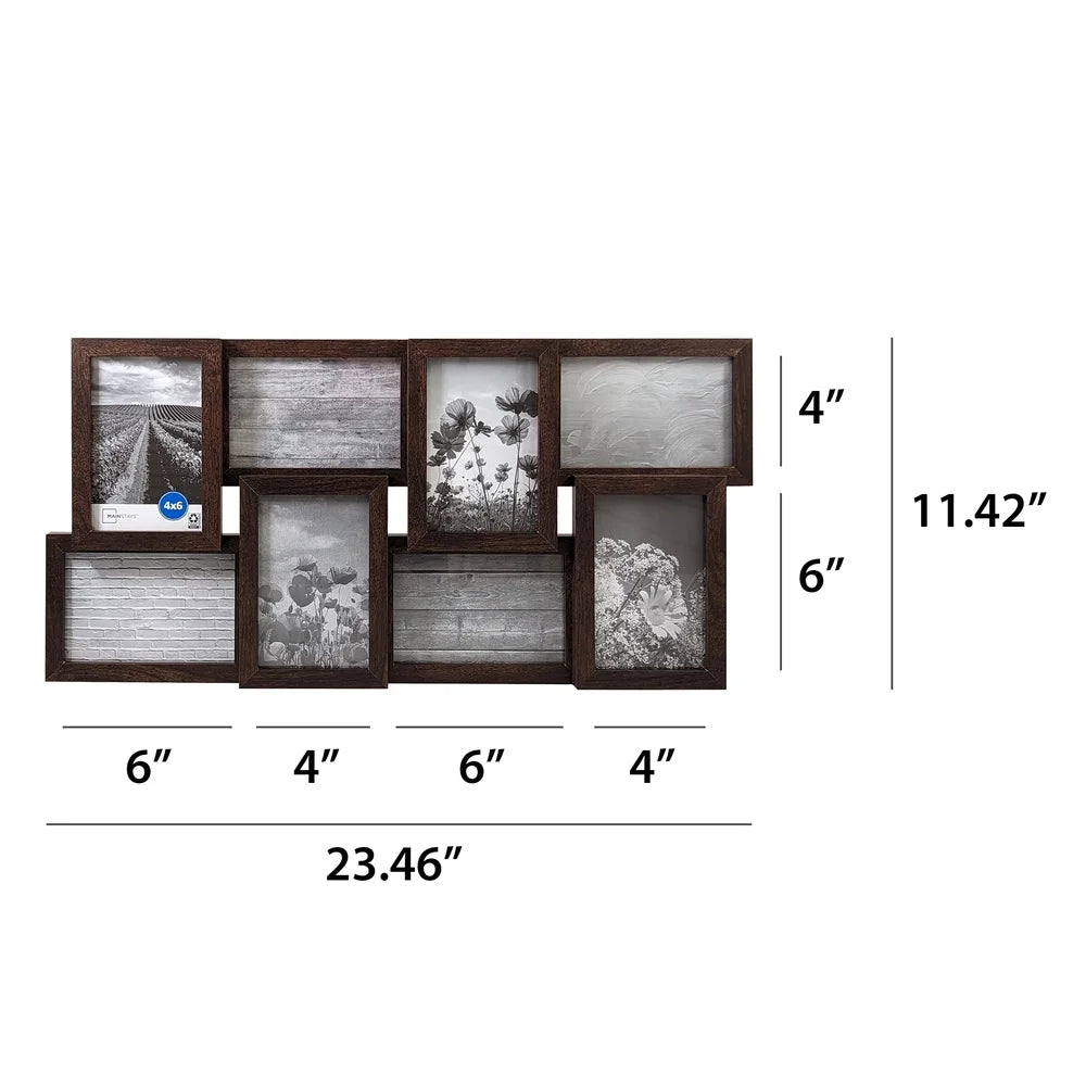 8 Opening Collage Picture Frame 4x6 Photos Wall Hanging Durable Design Perfect Home Office Gallery Display