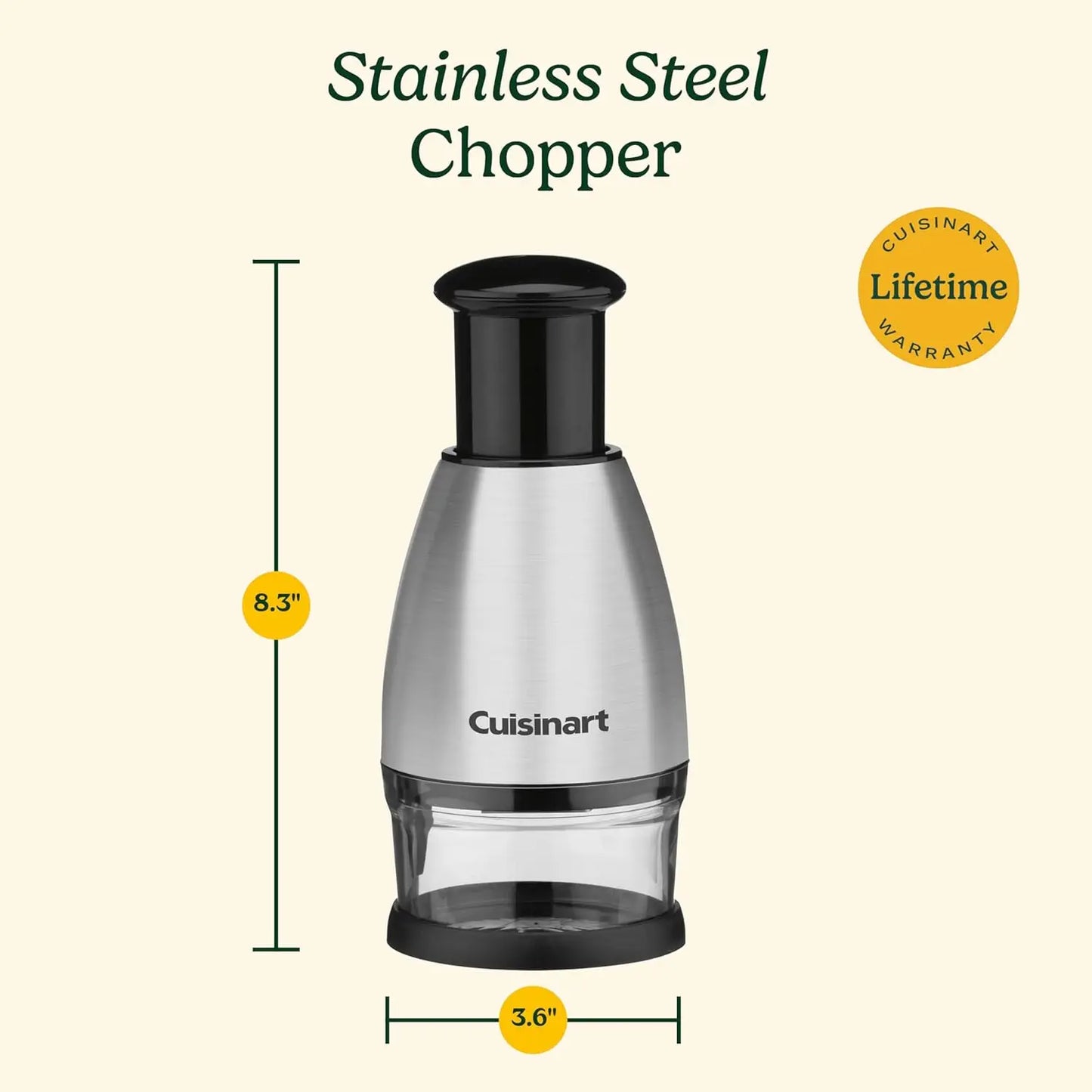Stainless Steel Food Chopper, 8.2" x 3.9" x 3.9", Black, Efficient Kitchen Appliance for Easy Meal Prep