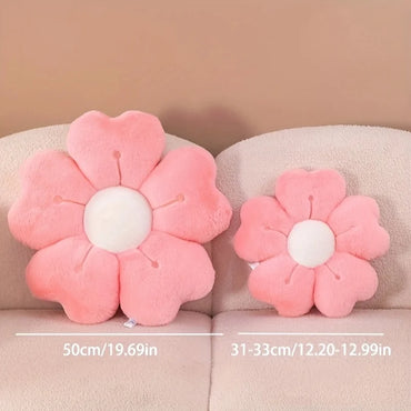 Soft Plush Daisy Flower Throw Pillow - Cozy Decorative Cushion for Bed & Sofa, White/Pink, Adorable Floral Desig