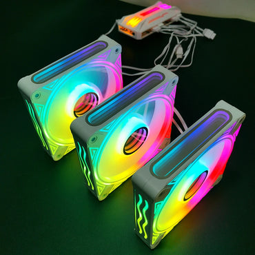 COOLMOON 120mm Chassis Cooler Fan 5V 3PIN ARGB 12V 4PIN PWM Auto Speed Regulation Smart Temperature Control Computer Accessories