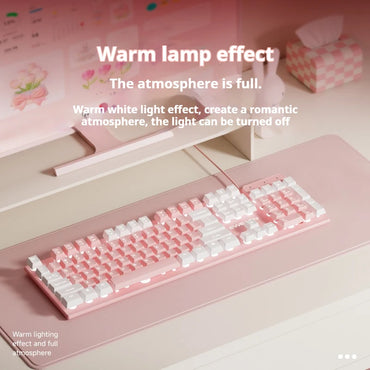 EWEADN GX320Z Pink Silent Office Keyboard, USB Wired Quiet Typing for Windows PC/Laptop,Office & Gaming, Ergonomic, Comfortable