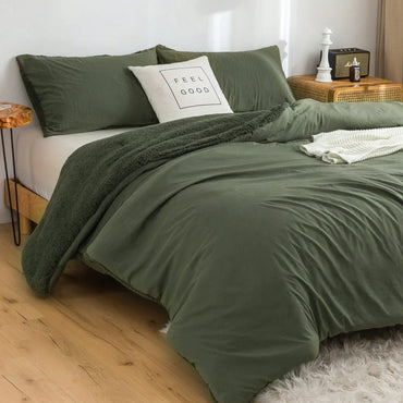 Warm Reversible Ultra-Soft Comforter Set , Breathable Fluffy Bedding Down Comforters Sets &Pillowshams for Women Girls