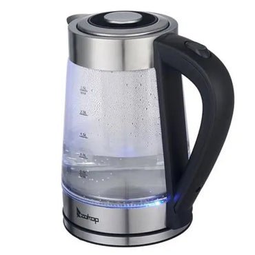 2.5L 1200W 110V Electric Kettle with Blue Glass LED Light - Fast Boil for Coffee, Tea, Stainless Steel Kitchen Appliance