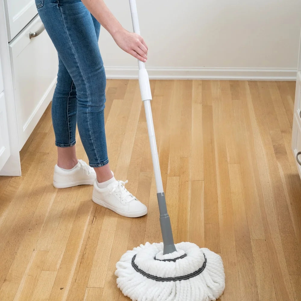 Microfiber Twist Mop Ultra Absorbent Removable Head Easy Wringing Locking Design Space Saving Vertical Storage Cleaning Tool
