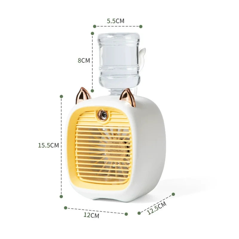 Mini USB Rechargeable Desk Fan with Mister, 3-Speed Portable Cooling Fan, Battery-Powered for Home, Office, Travel