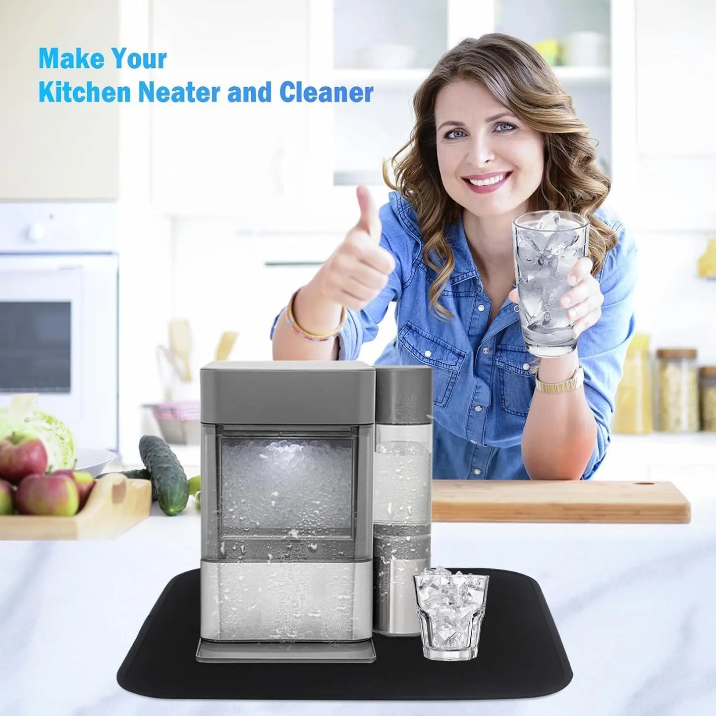 Absorbent Sliding Mat for Ice Makers and Kitchen Appliances, Countertop Dish Drying Accessory