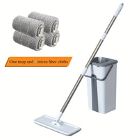 All-in-One Floor Mop System – Wet & Dry Cleaning Mop with Bucket, Built-In Scraper & Spare Mop Head