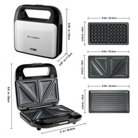 3 in 1 Sandwich Maker & Waffle Maker, 750W Panini Press with Removable Non-Stick Plate Easy to Clean, Grilled Cheese Maker