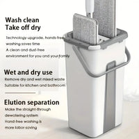 All-in-One Floor Mop System – Wet & Dry Cleaning Mop with Bucket, Built-In Scraper & Spare Mop Head