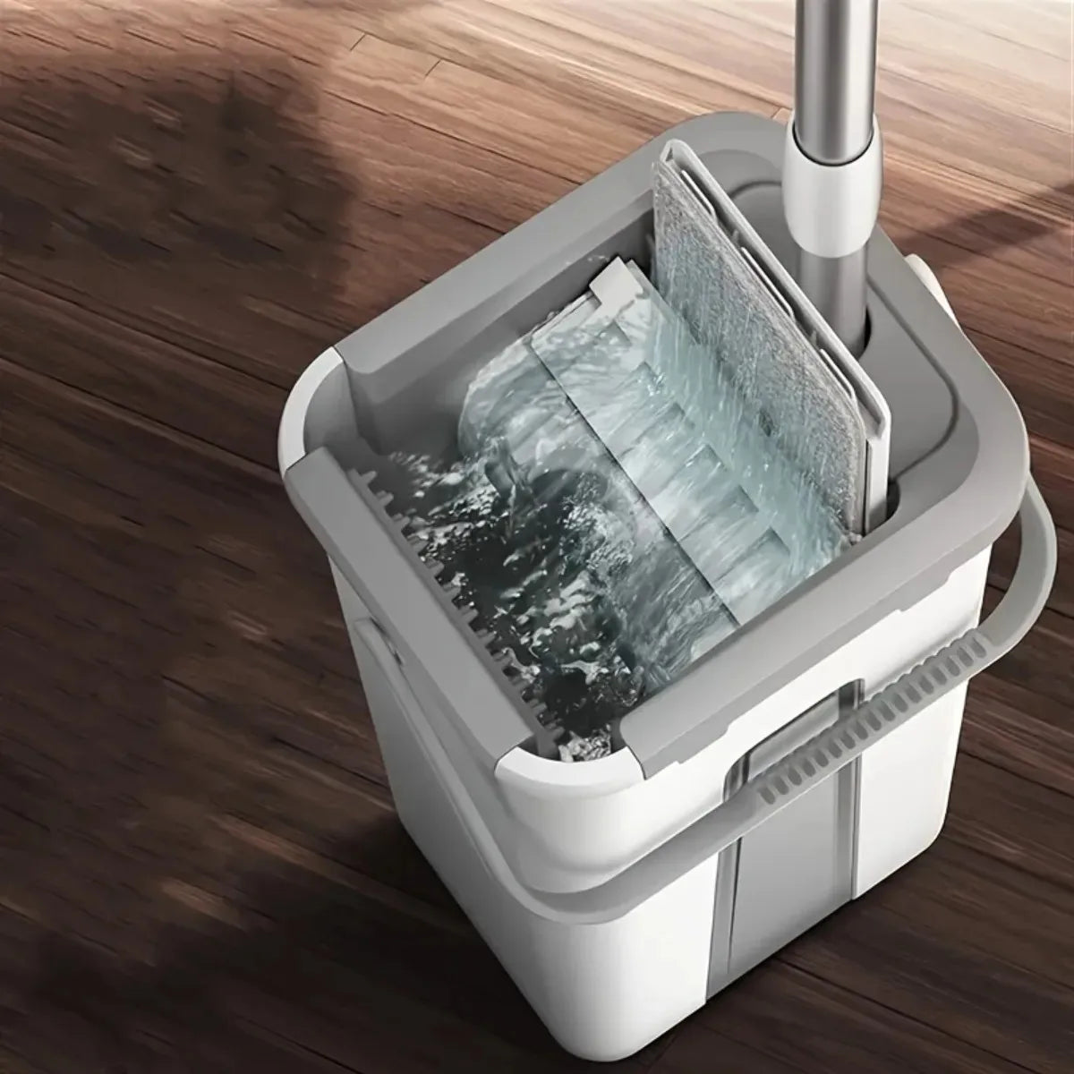 All-in-One Floor Mop System – Wet & Dry Cleaning Mop with Bucket, Built-In Scraper & Spare Mop Head