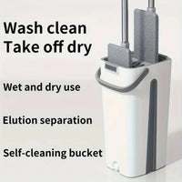 All-in-One Floor Mop System – Wet & Dry Cleaning Mop with Bucket, Built-In Scraper & Spare Mop Head
