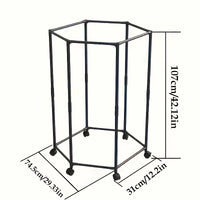 Hexagonal rotating clothes hanger, self-supporting vertical clothing hanger, suitable for laundry rooms and home storage to save