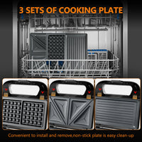 3 in 1 Sandwich Maker & Waffle Maker, 750W Panini Press with Removable Non-Stick Plate Easy to Clean, Grilled Cheese Maker