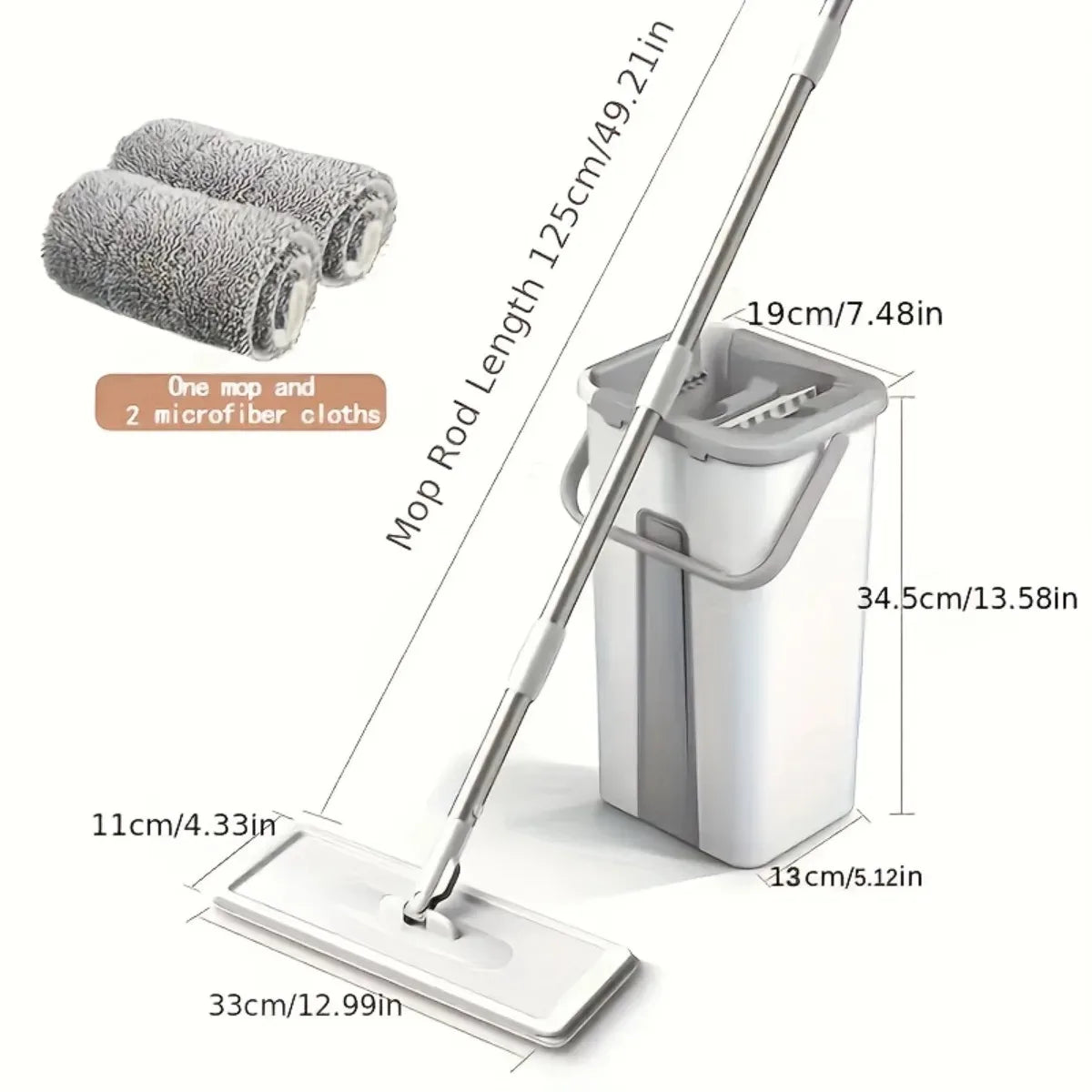 All-in-One Floor Mop System – Wet & Dry Cleaning Mop with Bucket, Built-In Scraper & Spare Mop Head