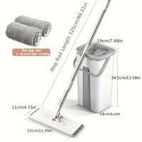 All-in-One Floor Mop System – Wet & Dry Cleaning Mop with Bucket, Built-In Scraper & Spare Mop Head