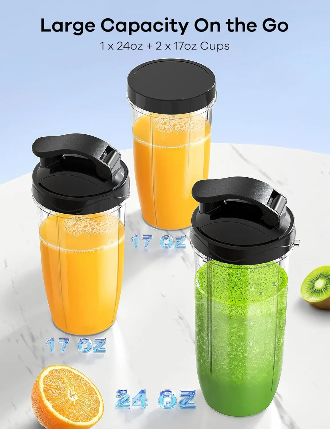 14-Piece Personal Blender for Smoothies and Shakes with 3 Portable Cups, Single-Serve Kitchen Appliance for Nutritious Recipes