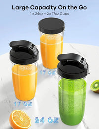 14-Piece Personal Blender for Smoothies and Shakes with 3 Portable Cups, Single-Serve Kitchen Appliance for Nutritious Recipes