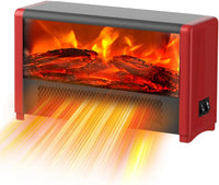 Portable Mini Electric Heater with Realistic Flame Effect, 600W, Fast Heating for Office, Bedroom, Black