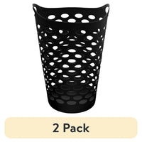 2 Pack Flexible Laundry Hamper with Carrying Handles Round Shape Durable Plastic Organizers Clothes Storage Ventilated Design