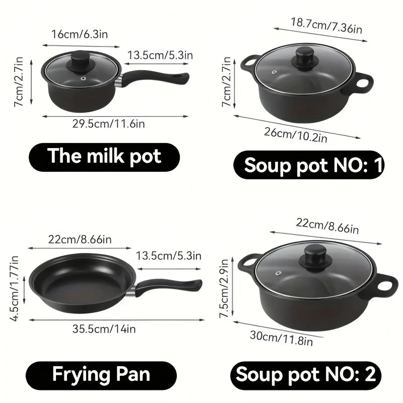 13-Piece Nonstick Cookware Set, Induction Compatible Pots and Pans with Frying Pan & Utensils for Home Kitchen or Camping