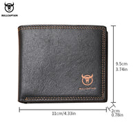 BULLCAPTAN Genuine Leather Men's Wallet RFID Function Fashion Men's Card Clip Wallet Latest Gift Box Men's Business Wallet QB032