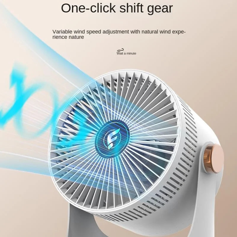 USB Rechargeable Cooling Fan, 2400mAh Portable Silent Fan for Office, Outdoor, Home Use, Compact & Lightweight