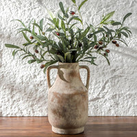 11 Inch Large Ceramic Terracotta Vase with Handles Farmhouse Rustic Style for Home Living Room Table Centerpiece Decor