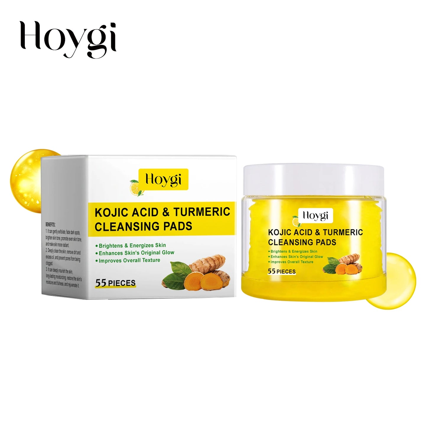 4PCS Turmeric Cleansing Skincare Exfoliating Pads, Gentle Formula, Suitable for All Skin Types [55PCS/Bottle]