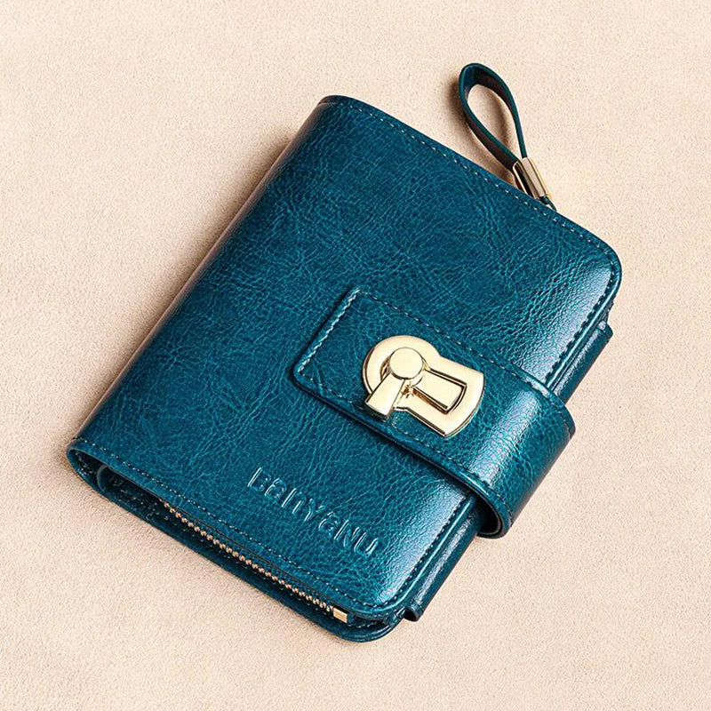 Fashion Women's Wallet Small Zipper Card Holder Coin Bag Large Capacity Cowhide Genuine Leather Purse for Girls Birthday Gifts