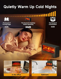 Portable Mini Electric Heater with Realistic Flame Effect, 600W, Fast Heating for Office, Bedroom, Black