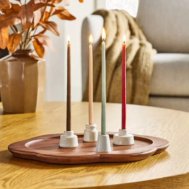 Mini Ceramic Taper Candle Holder Set,4pc Vintage White Candle Stick Holders Decor for Table Centerpiece,Wedding and Dinner Party