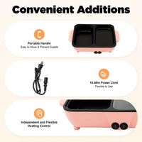 2-in-1 Electric Hot Pot with Griddle Tabletop Non-stick Pan Vegetable Grill Cooker BBQ Shabu Pot Household Noodles Cooking Pot