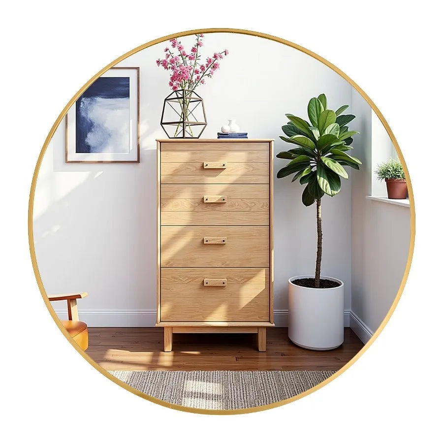 Round Mirror 24 inch Circle Wall Mirror Metal Frame Circle Bathroom Mirror Circular Mirrors for Wall Living Room Bedroom Vanity