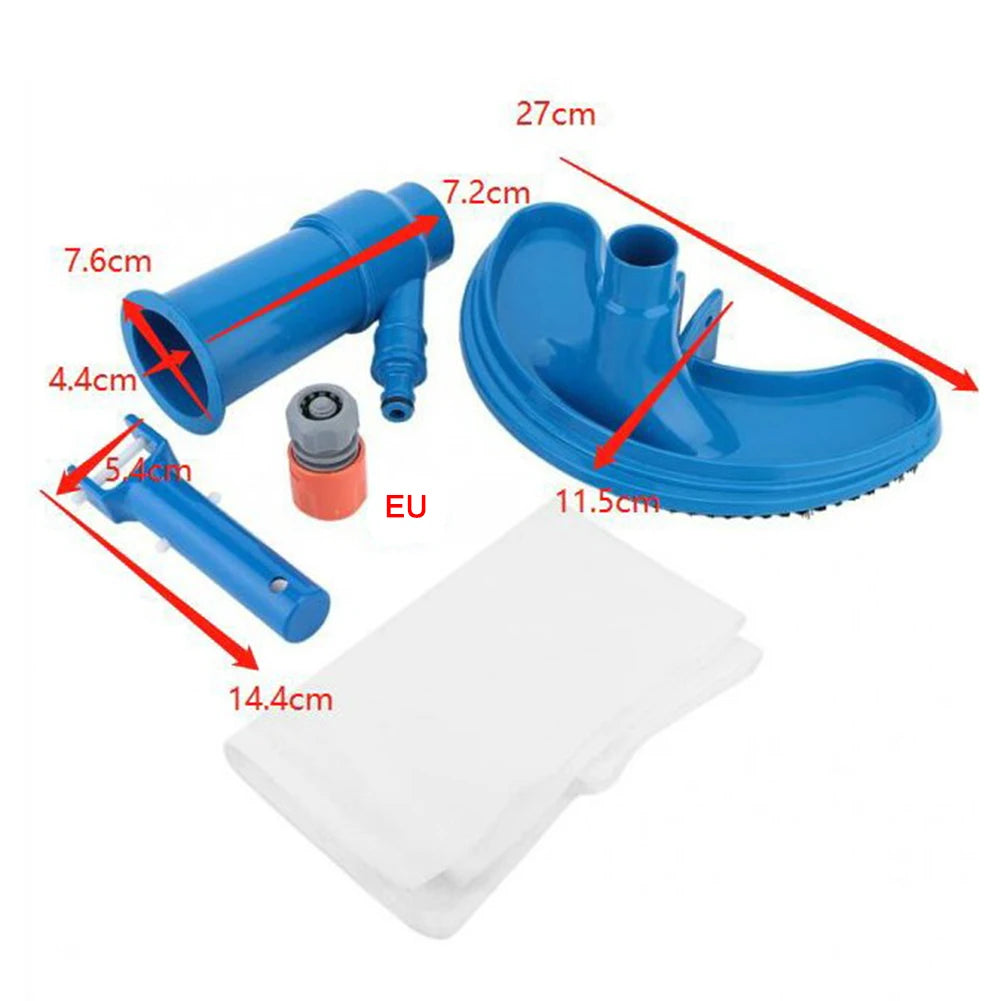 Professional Pool Cleaning Suction Set with Brush Multipurpose Pool Vacuum Suction Head Lightweight EU Plug for Spa Water Park