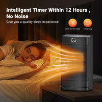 Indoor space heater,0-12 hour timed mode, ceramic fast and safe heating, equipped with ECO thermostat and 70 °swing, memory mode