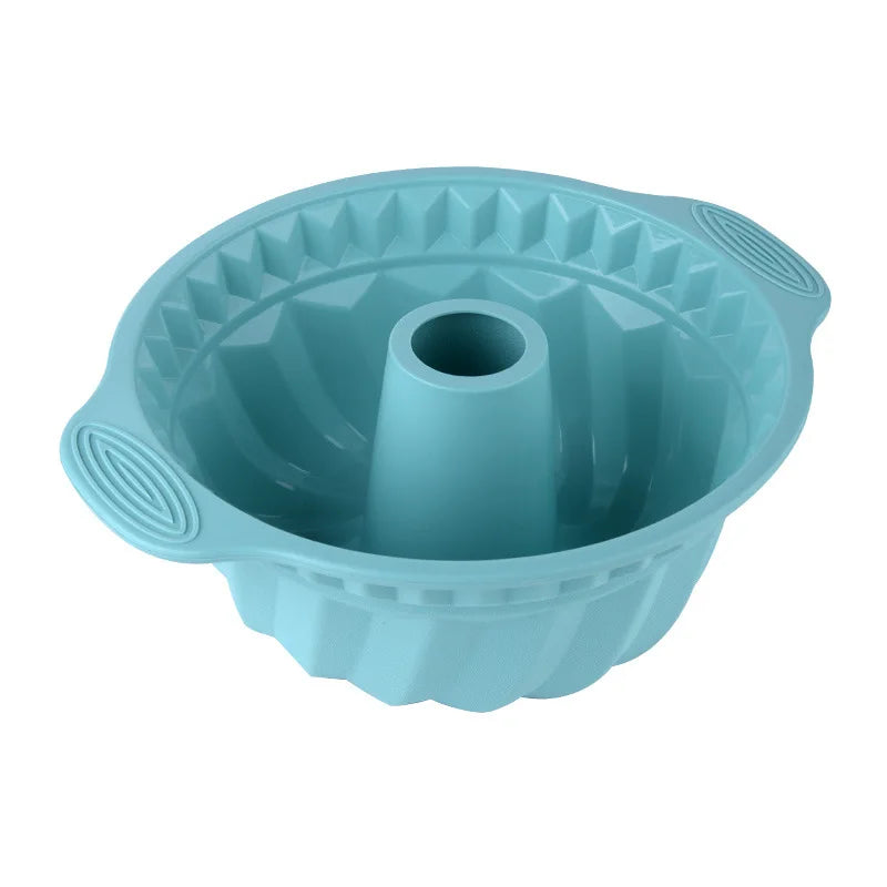 LMETJMA 9.5 Inch Silicone Fluted Pans Non-stickFluted Cake Pan with Sturdy Handle Kitchen Bundt Cake Baking Molds JT366