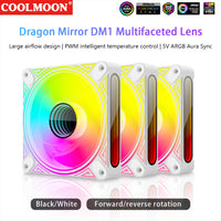 COOLMOON 120mm Chassis Cooler Fan 5V 3PIN ARGB 12V 4PIN PWM Auto Speed Regulation Smart Temperature Control Computer Accessories