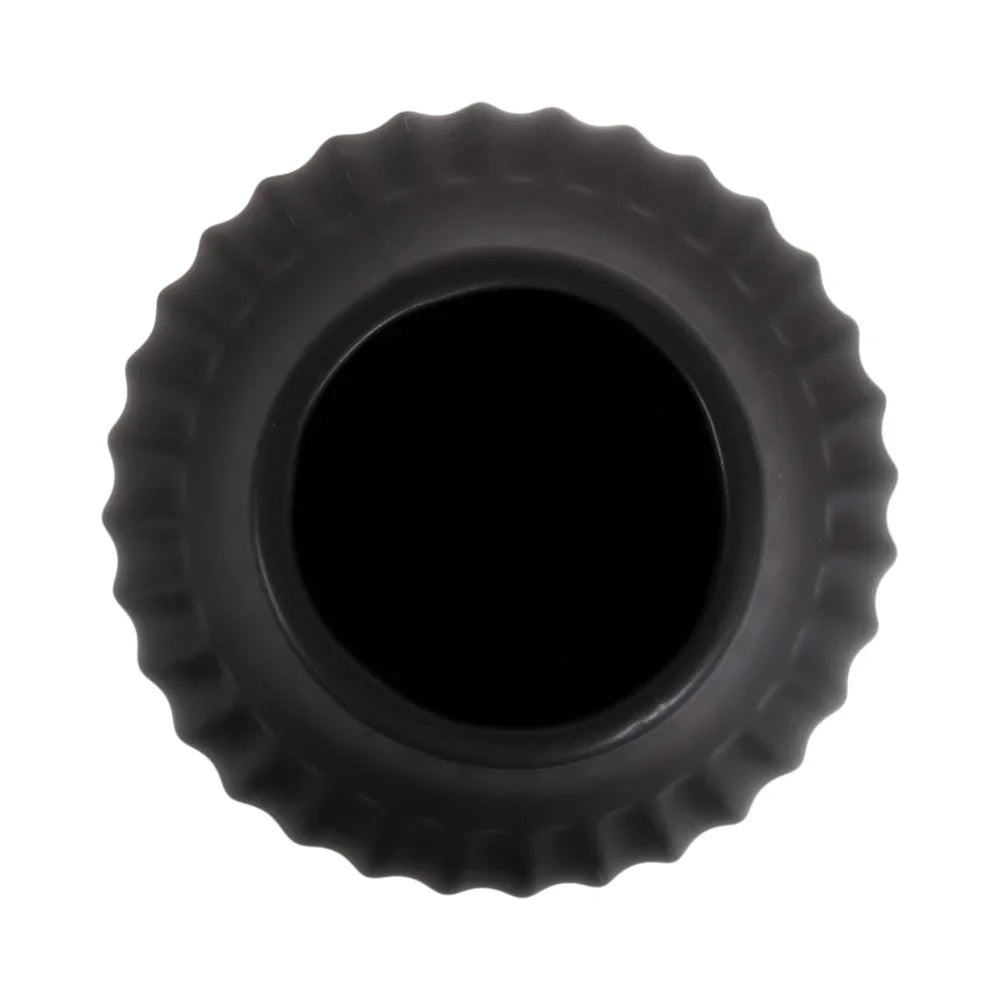 Ribbed Matte Black Ceramic Curved Vase Tabletop Decorative Flower Arrangements Elegant Home Decor Gift Idea Indoor Use