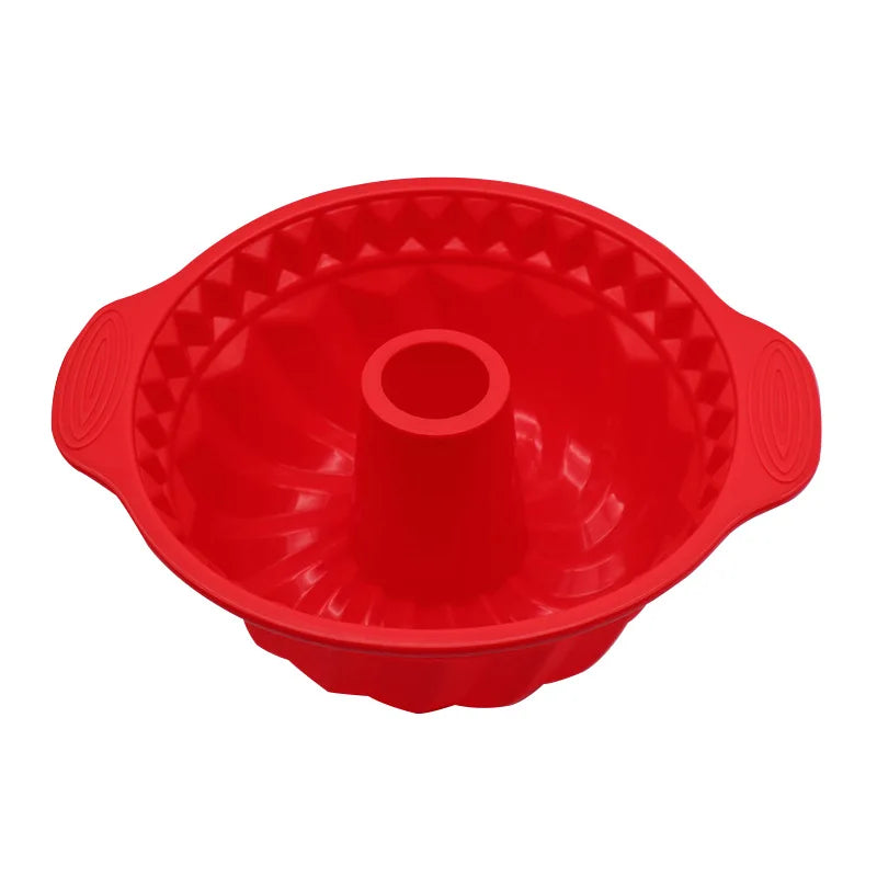 LMETJMA 9.5 Inch Silicone Fluted Pans Non-stickFluted Cake Pan with Sturdy Handle Kitchen Bundt Cake Baking Molds JT366