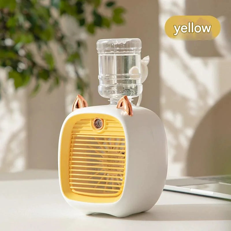 Mini USB Rechargeable Desk Fan with Mister, 3-Speed Portable Cooling Fan, Battery-Powered for Home, Office, Travel