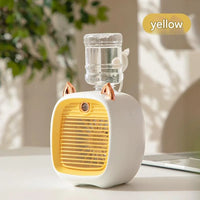Mini USB Rechargeable Desk Fan with Mister, 3-Speed Portable Cooling Fan, Battery-Powered for Home, Office, Travel