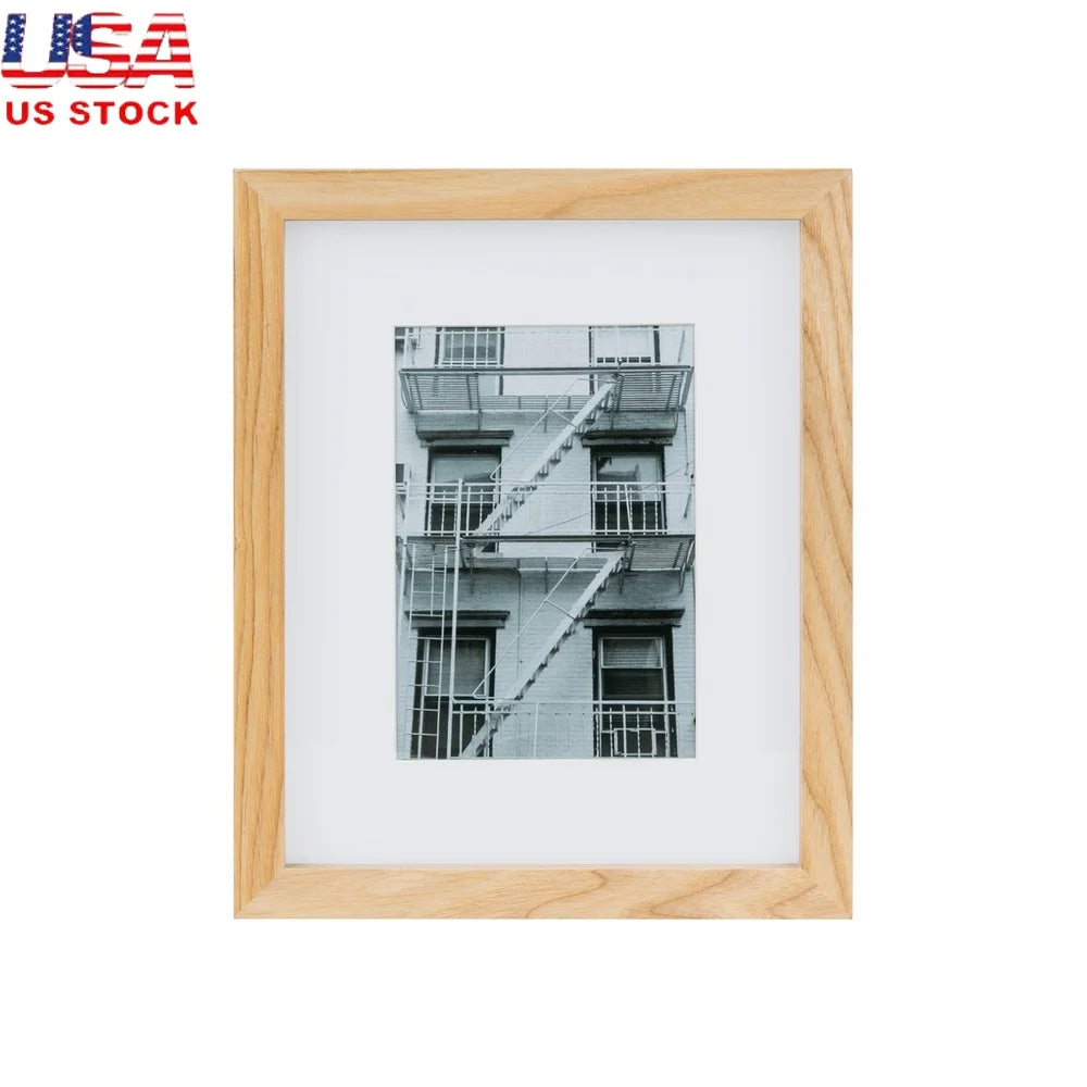 8x10 Matted Wood Gallery Picture Frame 5x7 Photos Durable Sturdy Construction Wall/Tabletop Display Easy Open Tabs Home Decor