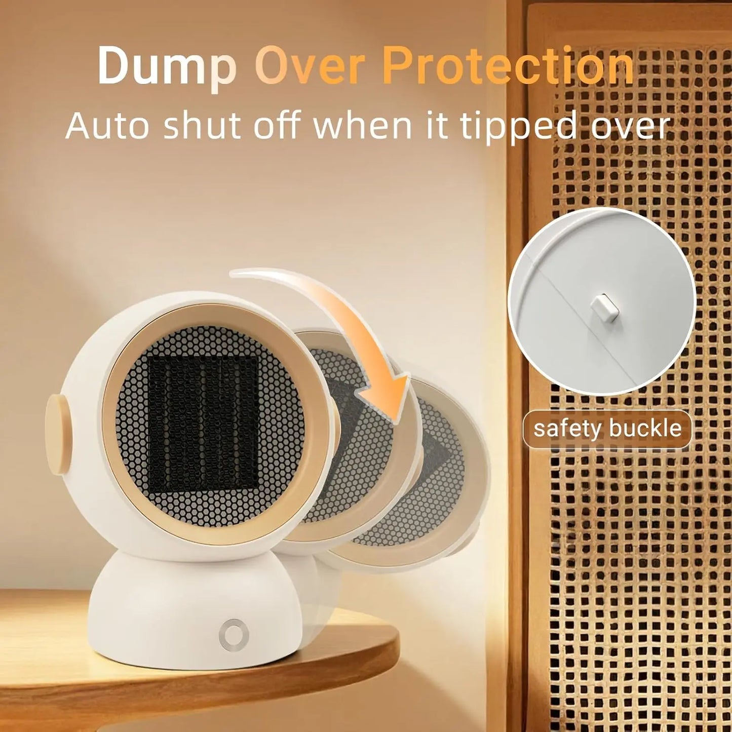 Portable 1200W Space Heater, 2-Speed, Quiet Mini Electric Heater for Home, Office, Bedroom – 300 sq ft (White)