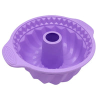 LMETJMA 9.5 Inch Silicone Fluted Pans Non-stickFluted Cake Pan with Sturdy Handle Kitchen Bundt Cake Baking Molds JT366