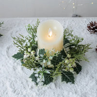 European Candlestick Wreath Artificial Plant Cherry Pinecone Garland Candle Holder Christmas Decoration Table Wedding Home Decor