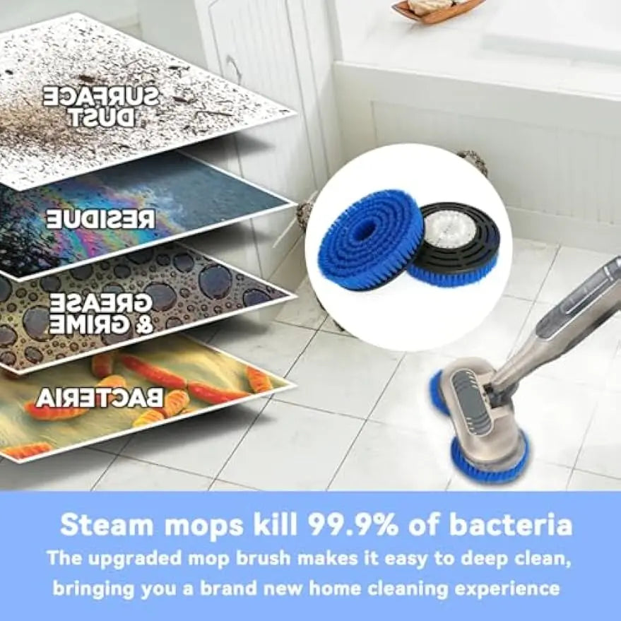 2 Pack Upgraded Steam Mop Replacement Brush Heads for Deep Cleaning and Polishing Hard Floors