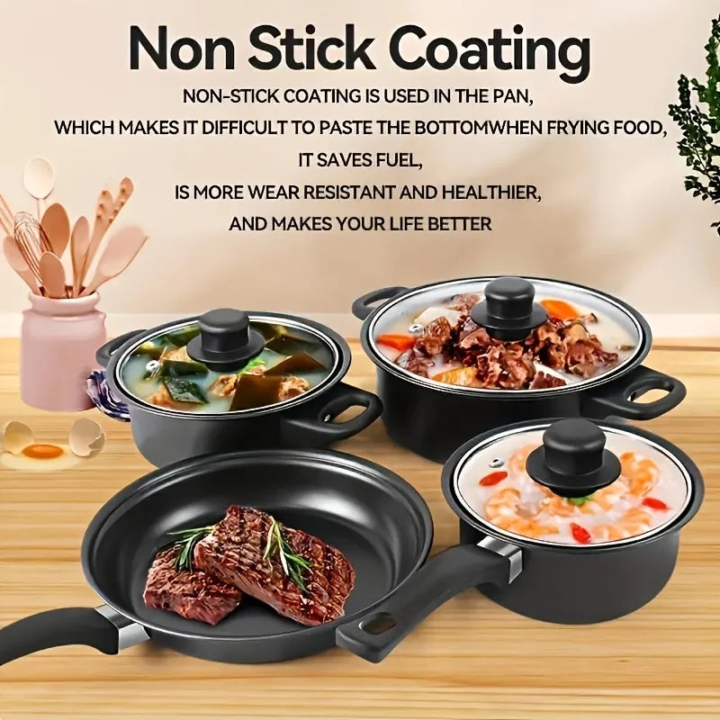 13-Piece Nonstick Cookware Set, Induction Compatible Pots and Pans with Frying Pan & Utensils for Home Kitchen or Camping